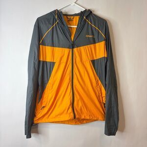 Craft Mens Running Jacket Windbreaker in Charcoal and Bright Orange size Medium